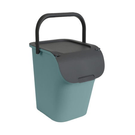 Poubelle de Tri 40L empilable avec poignée - Vert d'eau - Plastique Recyclé - Origine France