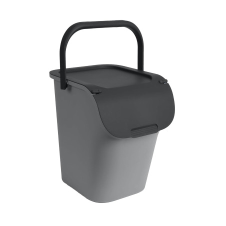 Poubelle de Tri 40L empilable avec poignée - Gris - Plastique Recyclé - Origine France