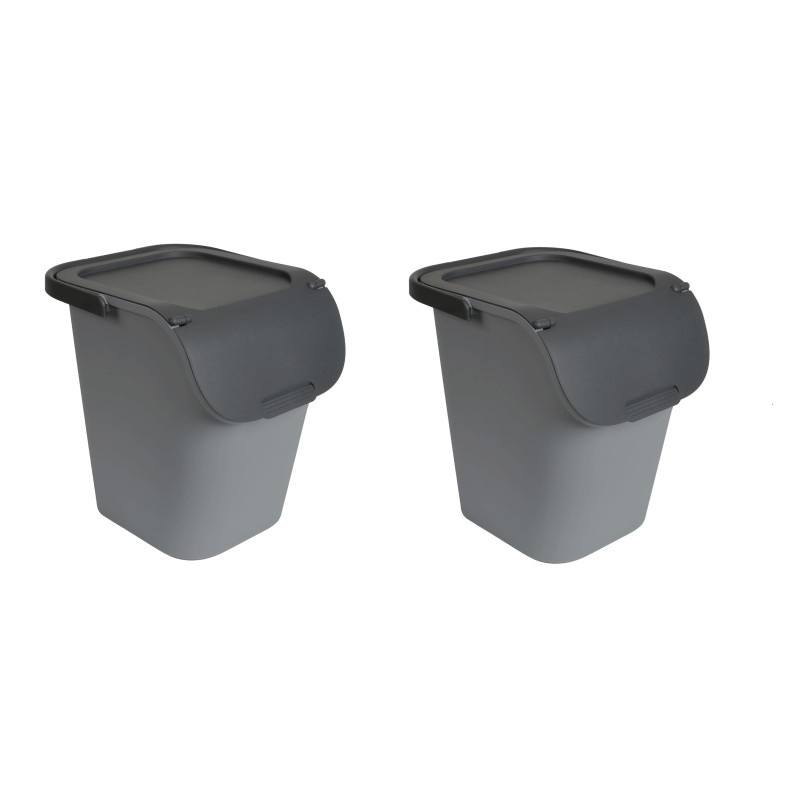 Armoire De Recyclage 2 X 110L Plastique Gris/Noir - Résistante Extérieur Avec Portes Verrouillables