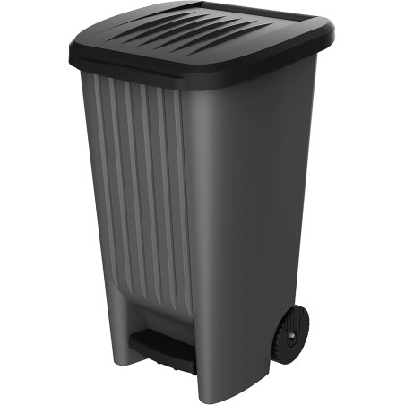Poubelle 100 L à roulettes avec Pédale - 50 x 48,6 x 83,5 cm - Gris Anthracite