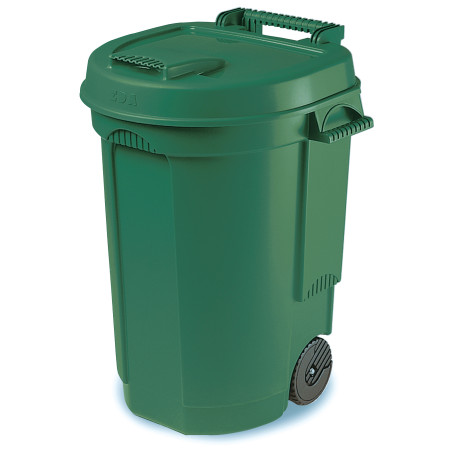 Poubelle 110 L renforcée à roulettes - 55 x 58 x 81 cm - Vert