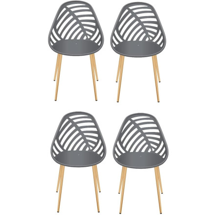 Lot de 4 chaises d\'extérieur Alameda - Gris - Fauteuils de Jardin