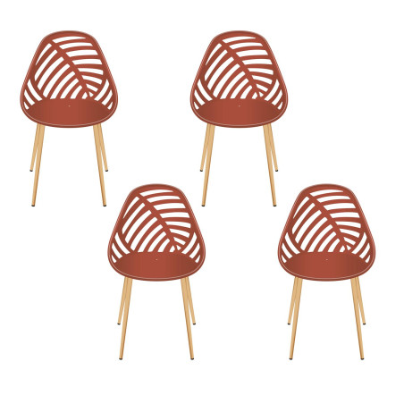Lot de 4 chaises d\'extérieur Alameda - Terracotta - Fauteuils de Jardin