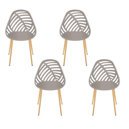 Lot de 4 chaises d\'extérieur Alameda - Taupe - Fauteuils de Jardin