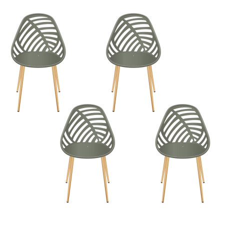 Lot de 4 chaises d\'extérieur Alameda - Vert Olive - Fauteuils de Jardin
