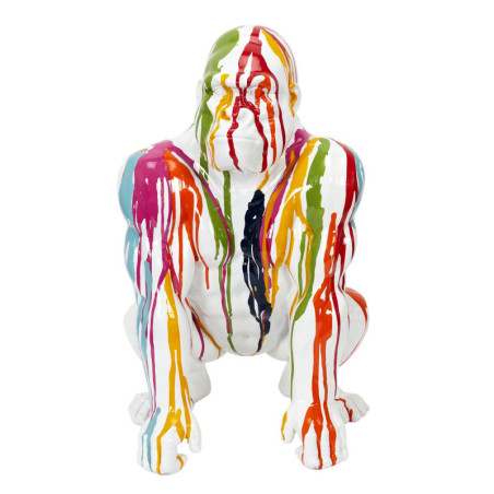 Statue Gorille Décorative Coulées de Peinture Design H 46 cm