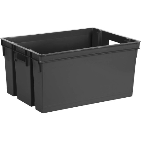 Bac Manutention 50 L Superposable et Emboitable - Bac de Rangement idéal Logistique Rangement - Gris Anthracite