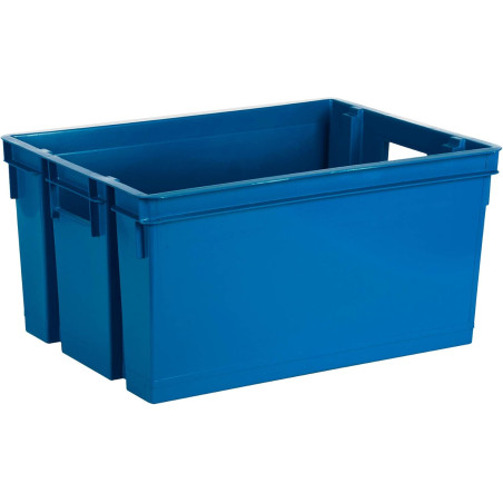 Bac Manutention 50 L Superposable et Emboitable - Bac de Rangement idéal Logistique Rangement - Bleu