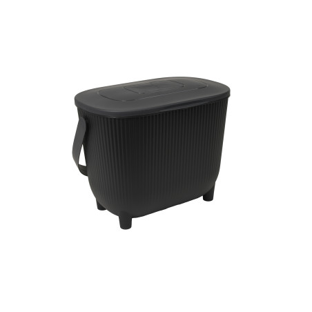 Poubelle Compost 10L avec filtre à charbon - Fabriqué en France - Ouverture XXL - Noir