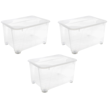 Lot de 3 Boîtes de rangement gigabox 140L à Roulettes - Origine France