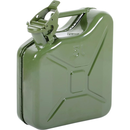 Jerrican métallique 5L Transport Essence ou Produits Dangereux - Bouchon sécurisé homologuée