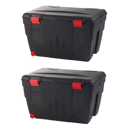 Lot de 2 Malles renforcées 200L - Couvercle à charnières - Origine France