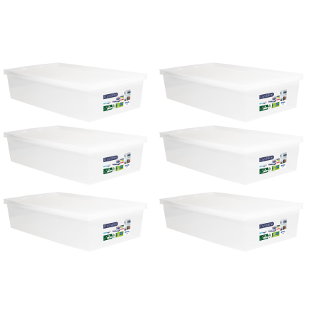 Lot de 6 Boîtes de rangement 33L avec couvercles - Origine France - Transparent