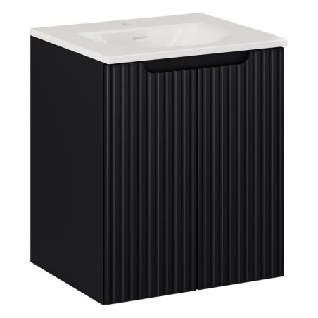 Ensemble Meuble Vasque 2 portes et Vasque à Encastrer L 50 x P 40 x H 58,5 cm - Astral - Noir et blanc