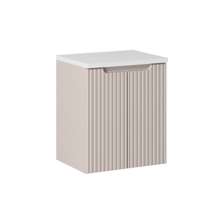 Ensemble Meuble Vasque 2 portes et Plateau Blanc L 50 x P 40 x H 59,5 cm - Astral - Beige crème