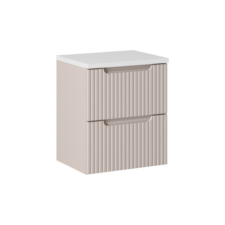 Ensemble Meuble Vasque 2 tiroirs et Plateau Blanc L 50 x P 40 x H 59,5 cm - Astral - Beige crème