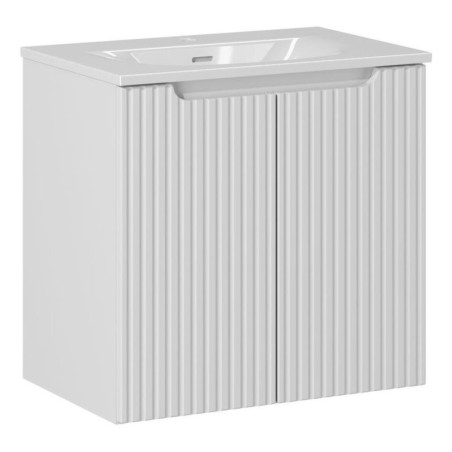 Ensemble Meuble Vasque 2 portes et Vasque à Encastrer L 60 x P 40 x H 58,5 cm - Astral Blanc