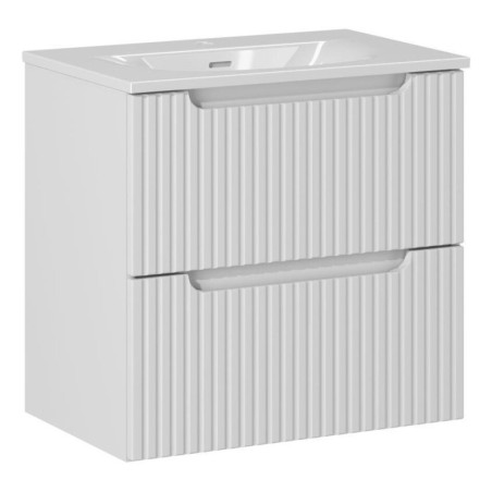 Ensemble Meuble Vasque 2 tiroirs et Vasque à Encastrer L 60 x P 40 x H 58,5 cm - Astral Blanc