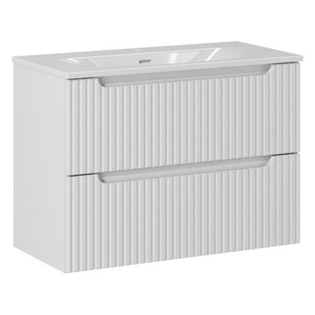 Ensemble Meuble Vasque 2 tiroirs et Vasque à Encastrer L 80 x P 40 x H 58,5 cm - Astral Blanc