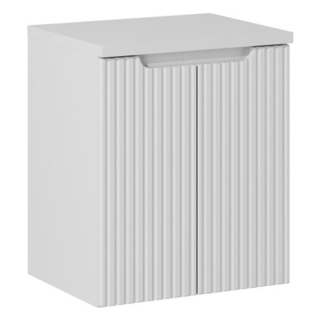 Ensemble Meuble Salle de Bain 2 portes et Plateau Blanc L 50 x P 40 x H 59,5 cm - Astral Blanc
