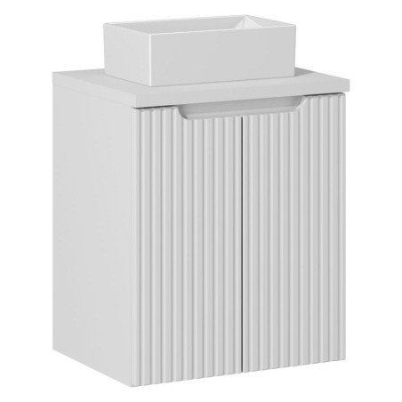 Ensemble Meuble Salle de Bain 2 portes + Vasque + Plateau Blanc L 50 x P 40 x H 59,5 cm - Astral Blanc