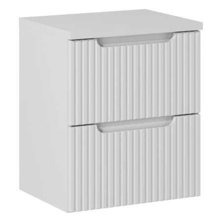 Ensemble Meuble Vasque 2 tiroirs et Plateau Blanc L 50 x P 40 x H 59,5 cm - Astral Blanc