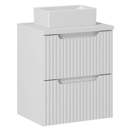 Ensemble Meuble Salle de Bain 2 tiroirs + Vasque + Plateau Blanc L 50 x P 40 x H 59,5 cm - Astral Blanc