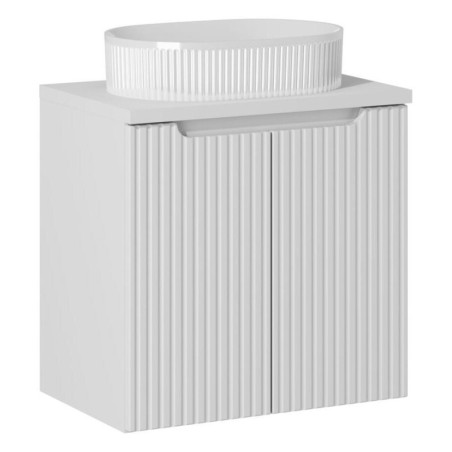 Ensemble Meuble Salle de Bain 2 portes + Vasque + Plateau Blanc L 60 x P 40 x H 59,5 cm - Astral Blanc