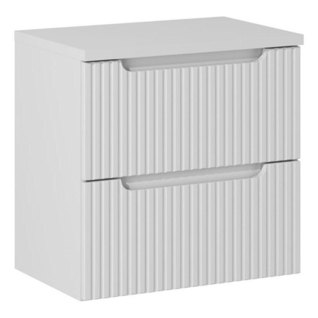 Ensemble Meuble Vasque 2 tiroirs et Plateau Blanc L 60 x P 40 x H 59,5 cm - Astral Blanc