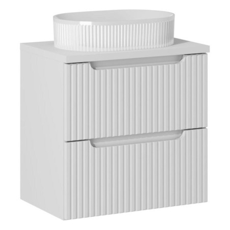 Ensemble Meuble Salle de Bain 2 tiroirs + Vasque + Plateau Blanc L 60 x P 40 x H 59,5 cm - Astral Blanc