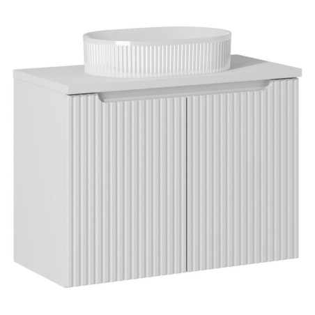 Ensemble Meuble Salle de Bain 2 portes + Vasque + Plateau Blanc L 80 x P 40 x H 59,5 cm - Astral Blanc