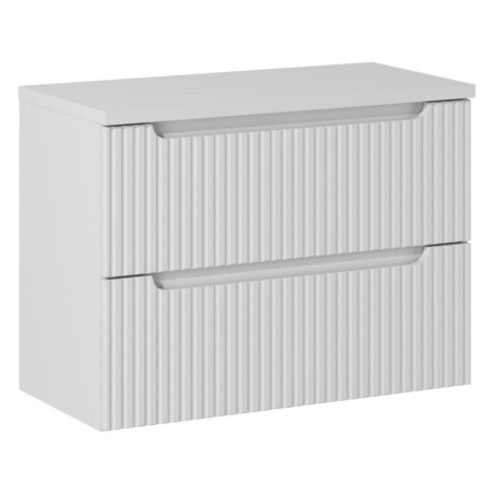 Ensemble Meuble Vasque 2 tiroirs et Plateau Blanc L 80 x P 40 x H 59,5 cm - Astral Blanc