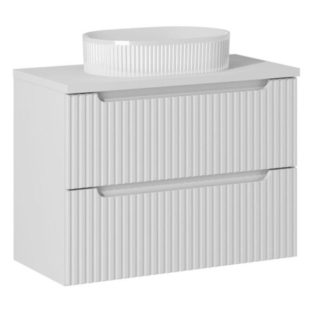 Ensemble Meuble Salle de Bain 2 tiroirs + Vasque + Plateau Blanc L 80 x P 40 x H 59,5 cm - Astral Blanc