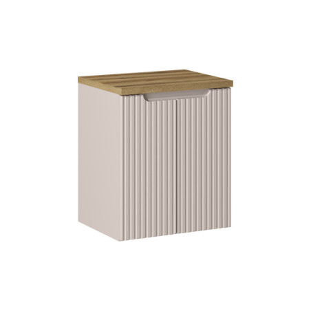 Ensemble Meuble Salle de Bain 2 portes et Plateau effet chêne L 50 x P 40 x H 59,5 cm - Astral - Beige crème