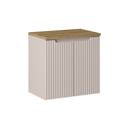 Ensemble Meuble Vasque 2 portes et Plateau effet chêne L 60 x P 40 x H 59,5 cm - Astral - Beige crème