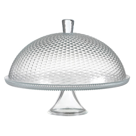 Plat à gâteaux en verre avec cloche Ø 30 cm H 25 cm - Présentoir pâtisserie