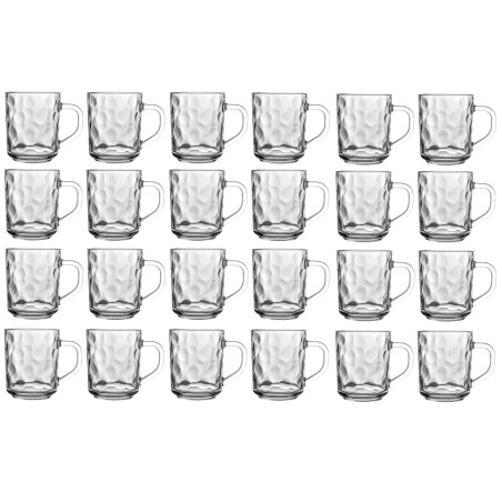 Lot de 24 tasses en verre martelé - Transparents |Contenance 24,6 cl | Entièrement en verre