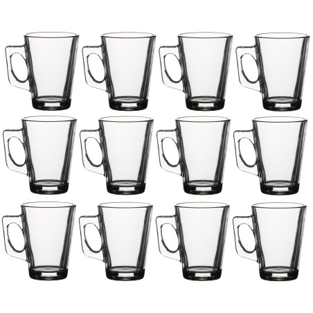 Lot de 12 tasses en verre - Transparents |Contenance 18,5 cl | Entièrement en verre