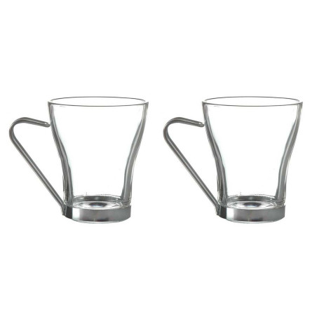 Lot de 2 tasses en Verre et Métal 20 cl | Mugs Transparents Design - 2 x 20 cl