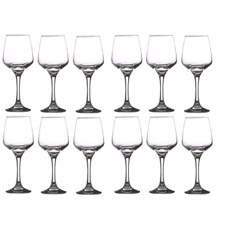 Lot de 12 verres à Vin 29,5 cl - Forme Harmonieuse pour Présentation de Table