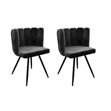 Lot de 2 Chaises Ariel revêtement en Velours - Noir - Fauteuil Design