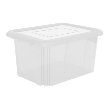 Boite de rangement 55L solide à couvercle - Origine France - Blanc Transparent