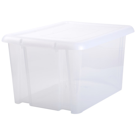 Boite de rangement 80L solide à couvercle - Origine France - Blanc Transparent