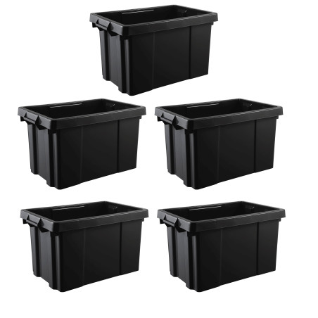 Lot de 5 Bacs Manutention 54 L Superposables et Emboitables - Bacs de Rangement idéal Logistique - Gris Anthracite