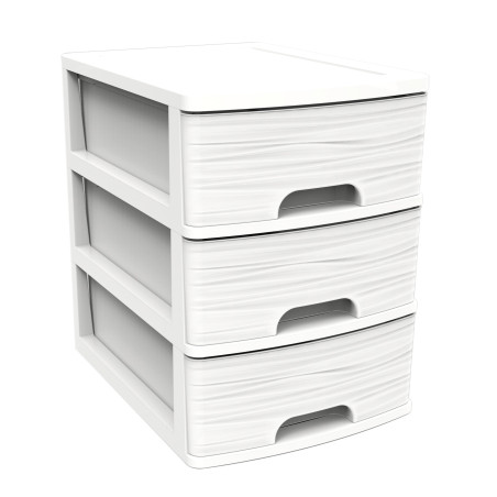 Module de rangement 3 Tiroirs 26,7 x 36 cm Blanc - Format A4 - Design 3D en relief