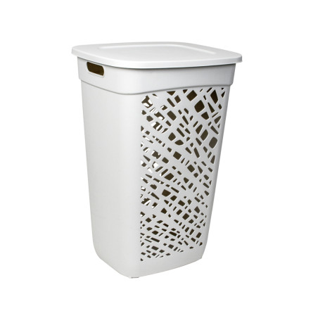 Panier à linge 60L Fabriqué en France + Couvercle charnière - Blanc