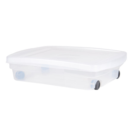 Coffre de Rangement Dessous de lit 40L avec roulettes - Transparent - 68 x 48 x 17,5 cm