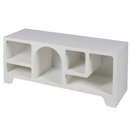 Meuble TV à 5 compartiments Blanc - Niches design organique - 120 x 40 x H 50 cm
