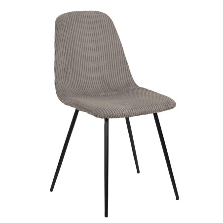 Chaise en Velours Côtelé Taupe et Piètement en Métal Noir - Chaise de Salon, Salle à Manger