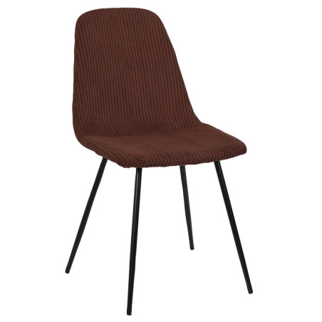 Chaise en Velours Côtelé Terracotta et Piètement en Métal Noir - Chaise de Salon, Salle à Manger